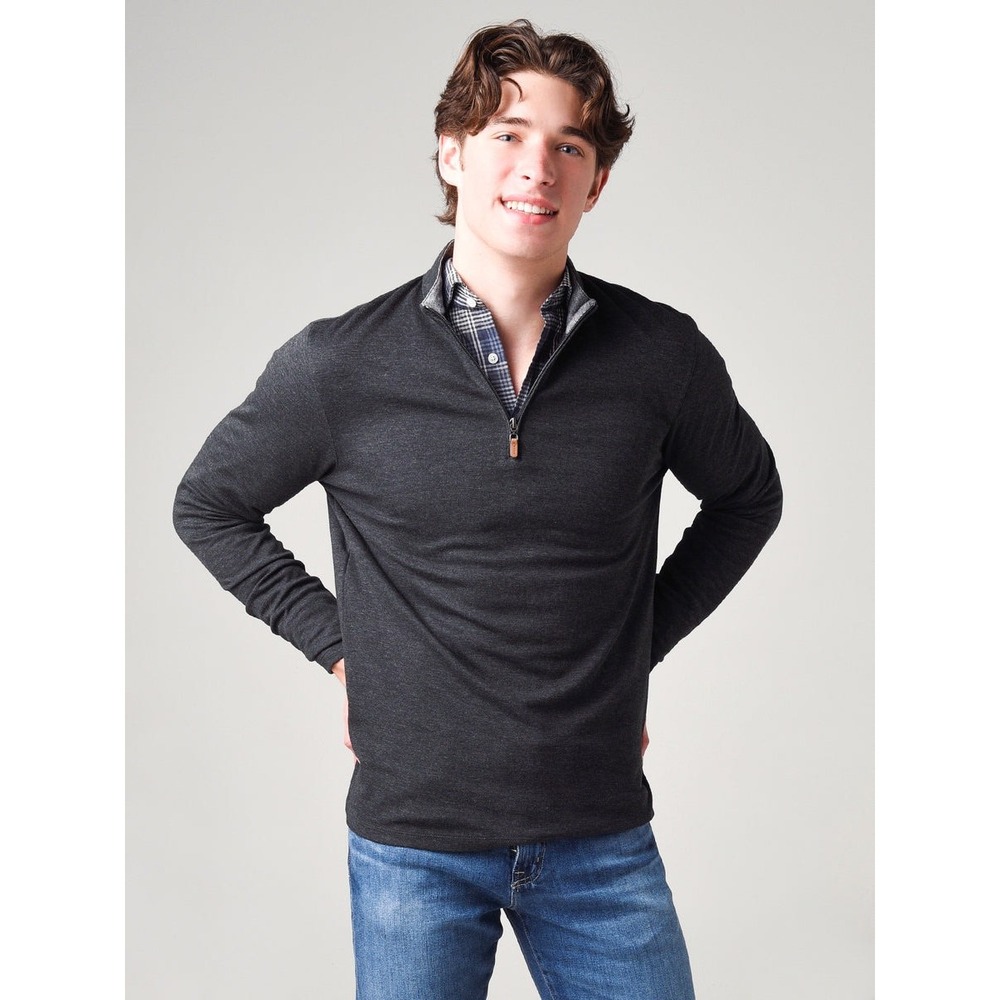 Mizzen + Main Wooster Pullover in Charcoal Gray Size XL Trim Quarter Zip Casual